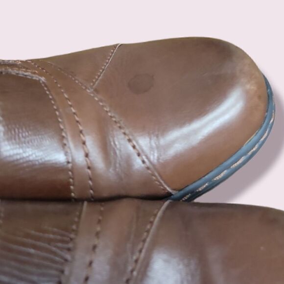 CLARKS Women's Brown Leather Slip Ons Size 7 - Picture 2 of 7